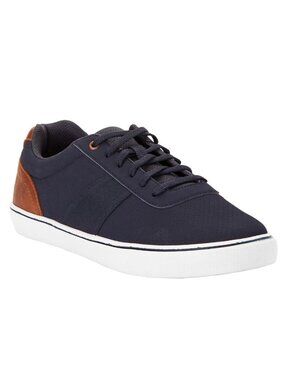 George Mens Size 12 Sneakers Navy Blue Brown Memory Foam Casual
